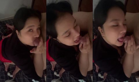 em bú dùng lưỡi đá bi làm anh sướng run